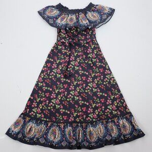 ETRO 36 US 00 midi dress Eden Garden Party floral navy off shoulder fit flare